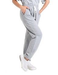 Błyszczące damskie spodnie dresowe. Szare spodnie dresowe damskie LEONE 1947 APPAREL, l, bez wzorów, z bawełny. Za 84.16 zł.