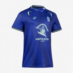Koszulka piłkarska dla bramkarza Kipsta Royal Charleroi Sporting Club wyjazdowa. Niebieskie koszulki sportowe męskie KIPSTA, s, bez wzorów, z elastanu, bez kołnierzyka, bez ramiączek, do piłki nożnej. Za 289.99 zł.