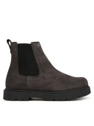 Birkenstock Sztyblety Highwood Slip On 1033184 Szary ciemny. Szare botki damskie Birkenstock, ze skóry, bez obcasa, na płaskiej podeszwie, bez zapięcia. Za 854.99 zł.