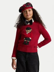 Polo Ralph Lauren Sweter 313B28301001 Czerwony Regular Fit. Czerwone swetry dla dziewczynek Polo Ralph Lauren, bez wzorów, z bawełny, bez kołnierzyka, bez ramiączek, bez kaptura. Za 1,018.99 zł.
