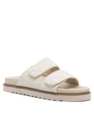 DeeZee Klapki H86009-6A Écru. Białe klapki damskie DeeZee, bez wzorów, ze skóry, bez obcasa. Za 119.99 zł.