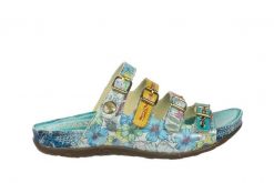 Klapki Laura Vita Liloo 5025 Turquoise 202066, Niebieski, Skóra naturalna - 37. Niebieskie klapki damskie Laura Vita, bez wzorów, z gumy, eleganckie, bez obcasa, na platformie. W wyprzedaży za 224.10 zł.