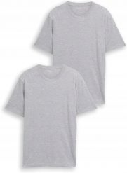 KOSZULKA T-SHIRT MĘSKI DWUPAK TOM TAILOR KOMPLET ZESTAW 2-PAK SZARY. Szare koszulki sportowe męskie Tom Tailor, m, bez wzorów, z bawełny, bez kołnierzyka, bez ramiączek, na fitness i siłownię. Za 156.00 zł.