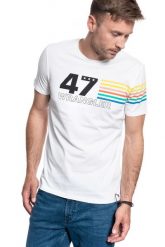 WRANGLER SS RAINBOW TEE OFF WHITE W7F1FK737 112131797. Białe t-shirty męskie Wrangler, m, bez wzorów, bez kołnierzyka. Za 69.99 zł.