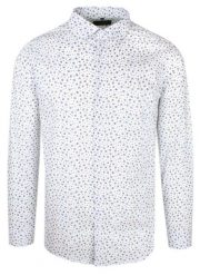 Elegancka Koszula o Taliowanym Kroju - Victorio - Małe Kwiatki, Biała. Białe koszule męskie Victorio, uniwersalny, bez wzorów, z bawełny, eleganckie, bez kołnierzyka, bez ramiączek. Za 195.00 zł.