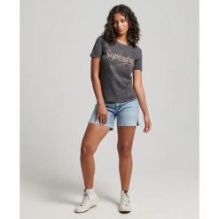 Dziewczęca dopasowana koszulka Superdry Vintage Merch Store. Czarne t-shirty i topy dla dziewczynek Superdry., bez wzorów, bez ramiączek. W wyprzedaży za 144.45 zł.