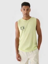 4F Tank top oversize z nadrukiem męski - zielony M. Zielone koszulki sportowe męskie 4f, m, bez wzorów, z bawełny, klasyczne, bez kołnierzyka. W wyprzedaży za 29.99 zł.