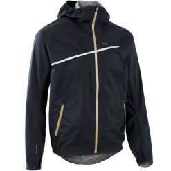 Kurtka do biegania w terenie przeciwdeszczowa męska Kiprun Run 500 Rain. Czarne kurtki męskie KIPRUN, l, bez wzorów, z materiału, sportowe, bez kaptura. W wyprzedaży za 199.99 zł.