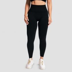 Legginsy damskie fitness bezszwowe czarne Sculpt Seamless. Czarne legginsy damskie GYMBEAM, s, bez wzorów, z elastanu, do biegania. Za 113.90 zł.