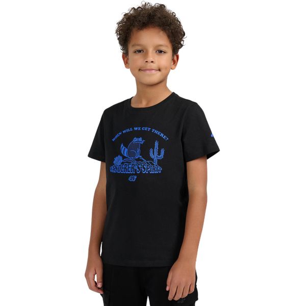 Koszulka dla chłopca 4F. Czarne t-shirty dla chłopców 4f, bez wzorów, z bawełny, bez ramiączek. Za 40.99 zł.