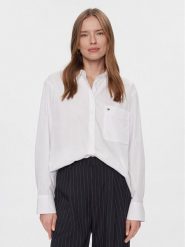 Tommy Hilfiger Koszula Essential WW0WW41410 Biały Regular Fit. Białe bluzki damskie Tommy Hilfiger, bez wzorów, z bawełny, bez kołnierzyka, bez ramiączek. Za 359.99 zł.