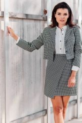 Asymetryczna Mini Spódnica - Pepitka. Czarne spódnice damskie Awama, l, bez wzorów, z elastanu, mini, asymetryczne. Za 189.90 zł.