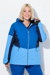 Damskie Kurtka sportowa HYPRAR wodoodporna osłona przeciwśnieżna. Niebieskie kurtki damskie Ulla Popken, plus size, bez wzorów, z materiału, z kapturem, narciarskie. Za 799.99 zł.