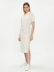 Tommy Hilfiger Sukienka codzienna WW0WW41278 Écru Regular Fit. Sukienki damskie Tommy Hilfiger, na co dzień, xxs, bez wzorów, z bawełny, bez kołnierzyka, bez ramiączek, proste. Za 519.99 zł.