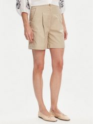 United Colors Of Benetton Bermudy 40FAD901U Beżowy Regular Fit. Brązowe szorty damskie United Colors Of Benetton, bez wzorów, z bawełny. Za 109.99 zł.