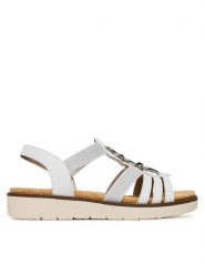 Remonte Sandały D2073-80 Biały. Białe sandały damskie Remonte, bez wzorów, z materiału, bez obcasa, na płaskiej podeszwie, bez zapięcia. Za 349.99 zł.
