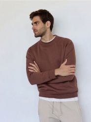 Gładka bluza z bawełną - brązowy. Brązowe bluzy męskie Reserved, l, bez wzorów, z bawełny, bez kaptura. W wyprzedaży za 79.99 zł.
