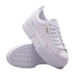 Buty Puma Mayze Classic 384209-01 białe. Białe obuwie sportowe damskie bez wzorów. Za 575.29 zł.