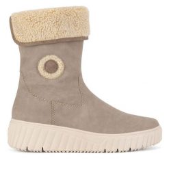 Trzewiki Rieker. Brązowe botki damskie Rieker, bez obcasa, na koturnie, bez zapięcia. Za 311.00 zł.