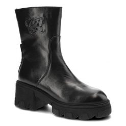 Botki damskie Carinii, czarne botki damskie na grubej podeszwie. skórzana cholewka stabilny obcas, czarny, B8531_-E50-000-000-000. Czarne kozaki damskie Carinii, ze skóry, bez obcasa, na obcasie. Za 379.00 zł.