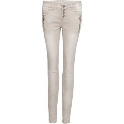 Dżinsy SKINNY z zamkiem bonprix beżowy. Brązowe jeansy damskie bonprix. Za 59.99 zł.