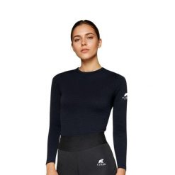 Damska koszulka z długim rękawem z wełny merynosów - Bjork 140. Czarne bluzy sportowe damskie FJORK MERINO, xl, bez wzorów, z elastanu, sportowe, bez kołnierzyka. W wyprzedaży za 239.00 zł.
