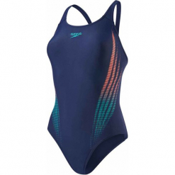 Speedo Strój Placement Powerback Navy/Jade/Soft Coral 36. Niebieskie kostiumy jednoczęściowe damskie Speedo. W wyprzedaży za 139.00 zł.