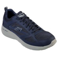 Buty sportowe Sneakersy męskie, Skechers Dynamight 2.0 - Fallford. Niebieskie buty sportowe męskie Skechers, bez zapięcia, trekkingowe. Za 239.99 zł.