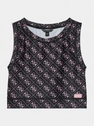 Guess Top J4RI36 MC01P Czarny Slim Fit. Czarne t-shirty i topy dla dziewczynek Guess, z aplikacjami, z syntetyku, bez ramiączek. Za 89.99 zł.
