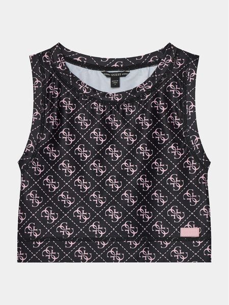 Guess Top J4RI36 MC01P Czarny Slim Fit. Czarne t-shirty i topy dla dziewczynek Guess, z aplikacjami, z syntetyku, bez ramiączek. Za 89.99 zł.
