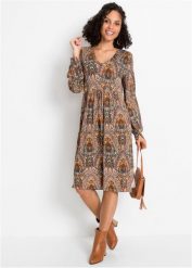 Sukienka z dżerseju w deseń paisley. Czerwone sukienki damskie bonprix, bez wzorów, z dżerseju, bez kołnierzyka, bez ramiączek. Za 137.99 zł.