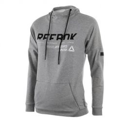 Bluza sportowa damska Reebok Workout Ready. Szare bluzy damskie Reebok, s, bez wzorów, z materiału, z kapturem. Za 175.00 zł.