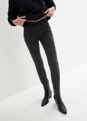 Wygodne jegginsy ze stretchem (2 pary). Niebieskie legginsy damskie bonprix, bez wzorów, z denimu. Za 74.99 zł.