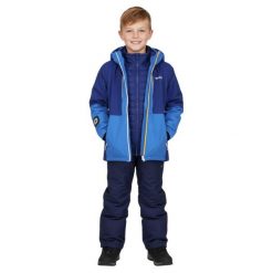 Kurtka trekkingowa dla dzieci Regatta Hydrate VIII 3w1. Niebieskie kurtki i płaszcze dla chłopców Regatta, bez wzorów, z poliesteru, sportowe, bez kaptura. Za 293.70 zł.