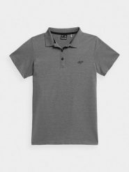 4F Koszulka polo regular damska - szara XS. Szare koszulki sportowe damskie 4f, xs, bez wzorów, z bawełny, bez kołnierzyka, bez ramiączek. W wyprzedaży za 29.99 zł.