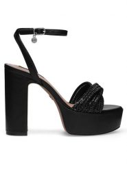 Nine West Sandały WFA2736-1 Czarny. Czarne sandały damskie Nine West, bez wzorów, z syntetyku, bez obcasa, na słupku, bez zapięcia. Za 179.99 zł.