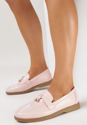 Różowe Eleganckie Mokasyny z Ozdobną Zawieszką Biaga. Czerwone mokasyny damskie Born2be, biznesowe. Za 69.99 zł.