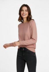 Luźny sweter S-MINDY. Czerwone swetry damskie Volcano, s, bez wzorów, z dzianiny, biznesowe, bez kołnierzyka, bez ramiączek, bez kaptura. Za 139.99 zł.