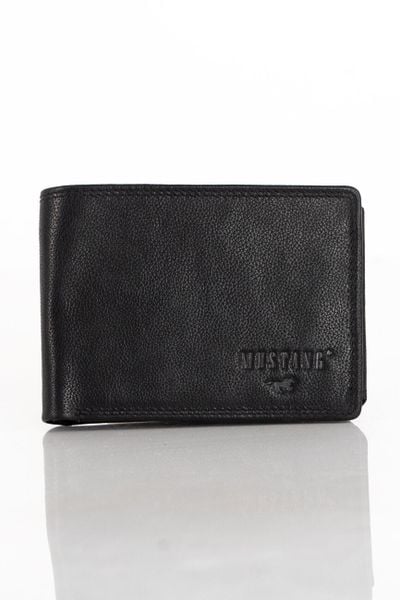 Męski Portfel Skórzany Czarny Mustang Denimo Wallet. Czarne portfele męskie Mustang, bez wzorów, ze skóry. Za 169.99 zł.