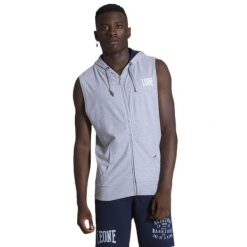 Męska bluza bez rękawów z kapturem i zamkiem Leone 1947 Apparel. Szare bluzy męskie LEONE 1947 APPAREL, l, bez wzorów, z tkaniny, z kapturem. W wyprzedaży za 111.80 zł.