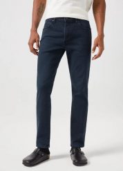 Męskie Spodnie Jeansowe Wrangler Larston Cloudy Skies 112350840, W31 L34. Niebieskie spodnie materiałowe męskie Wrangler, l, bez wzorów, z bawełny, eleganckie. Za 219.99 zł.