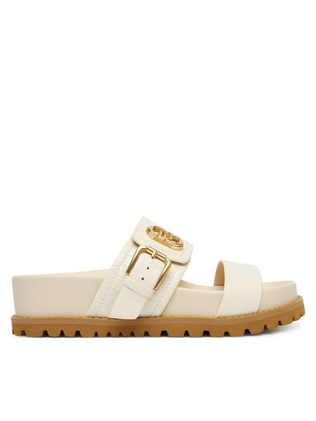 Liu Jo Klapki Livia 02 SA6109 EX068 Écru. Białe klapki damskie Liu Jo, bez wzorów, ze skóry, bez obcasa. Za 469.99 zł.