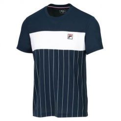 Koszulka treningowa męska Fila Mauri Stripes. Niebieskie koszulki sportowe męskie Fila, m, bez wzorów, bez kołnierzyka, bez ramiączek. Za 289.99 zł.