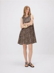 Lniana sukienka mini - wielobarwny. Sukienki damskie Reserved, l, bez wzorów, bez kołnierzyka, bez ramiączek, mini. Za 159.99 zł.