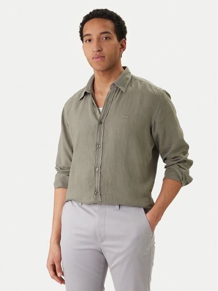 BOSS Koszula Relegant 50567579 Szary Regular Fit. Szare koszule męskie Boss, m, bez wzorów, ze lnu, bez kołnierzyka, bez ramiączek. Za 384.99 zł.