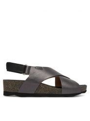 Pikolinos Sandały Mahon W9E-0912Clc1 Szary. Szare sandały damskie Pikolinos, bez wzorów, ze skóry, bez obcasa, na koturnie, bez zapięcia. Za 489.99 zł.