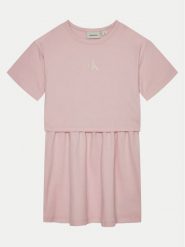 Calvin Klein Jeans Sukienka codzienna IG0IG02770 Różowy Relaxed Fit. Czerwone sukienki dla dziewczynek Calvin Klein Jeans, bez wzorów, z bawełny, bez ramiączek. Za 169.99 zł.