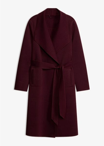 Płaszcz z wiązanym paskiem. Czarne kurtki damskie bonprix, bez wzorów, eleganckie, bez kaptura. Za 269.99 zł.