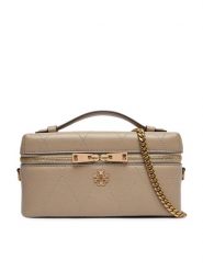 Tory Burch Torebka Charlie Quilted East-West Vanity Case 186036 Beżowy. Brązowe torebki do ręki damskie Tory Burch, bez wzorów, ze skóry, bez dodatków. Za 2,419.00 zł.