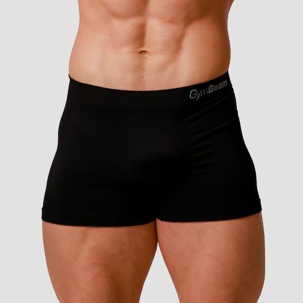 Bokserki męskie bezszwowe slim Seamless 2Pack. Czarne bokserki męskie GYMBEAM, m, bez wzorów, z materiału. Za 57.90 zł.